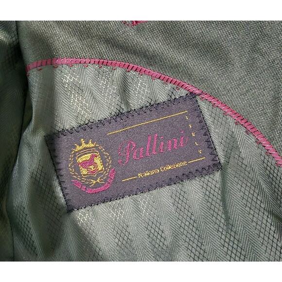 Pallini Men’s 2 Piece Suit 40R 30W Italy Green Silver Accents - Picture 10 of 16